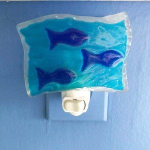 Blue Glass Mermaid Worthy Nightlight 3.25" x 2.25"